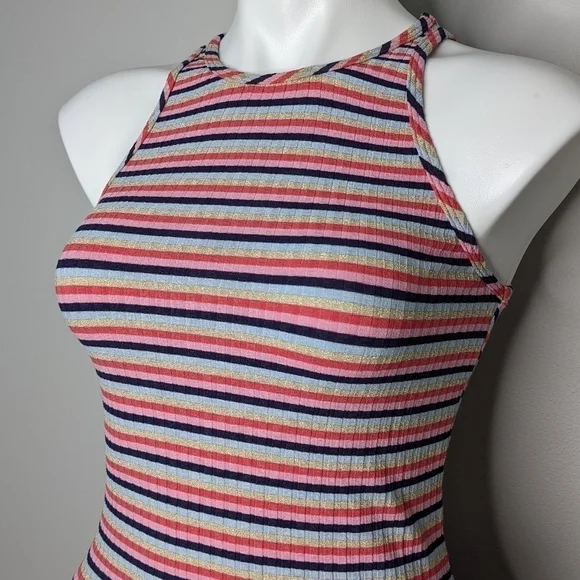 ✨3/$15 Trina Turk pink blue gold striped tank top XS - Picture 2 of 6